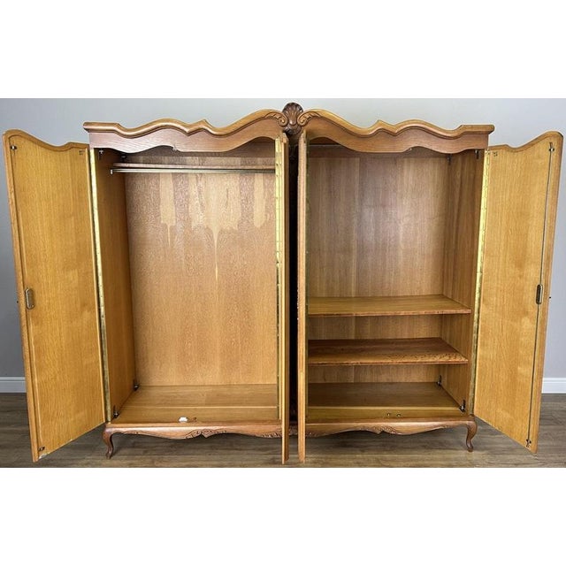 Vintage French Louis XVI Style Carved 4-Door Armoire For Sale - Image 12 of 13