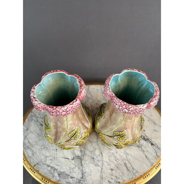 20th Century Art Nouveau Earthenware Vases, 1890s, Set of 2 For Sale - Image 4 of 8