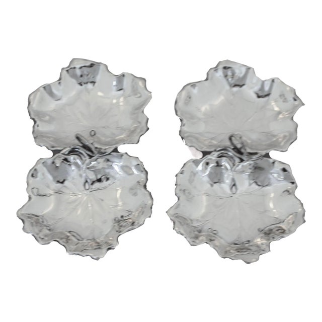 1950s Sterling Silver Leaf Dishes - A Pair For Sale