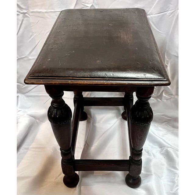 Antique 1800s English Oak Joint Stool/Side Table For Sale - Image 4 of 15