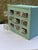 Small Wall Shelf in Turquoise Lacquered Wood with 9 Glass Bins, 1960s, Set of 10 For Sale - Image 4 of 11