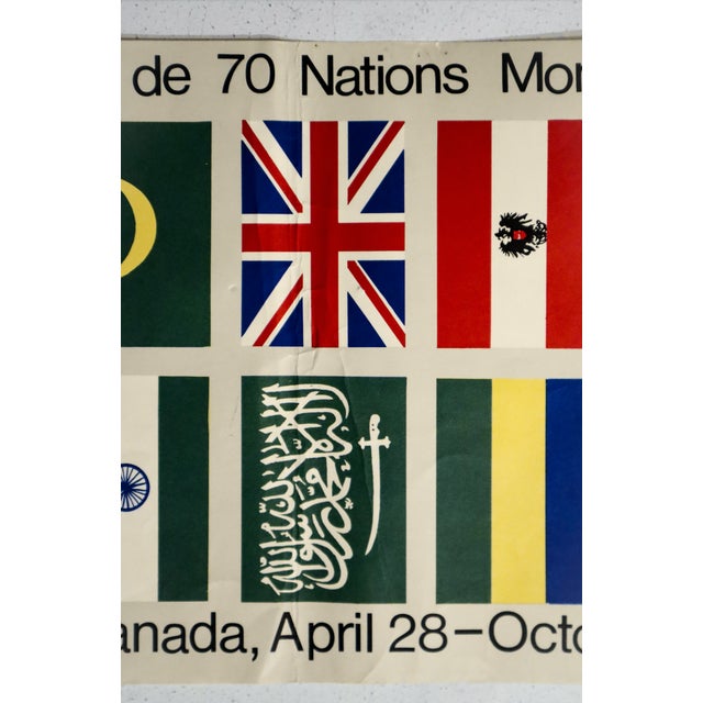 1960s 1967 Vintage Montreal Expo 67 Banner, Meet 70 Nations For Sale - Image 5 of 5