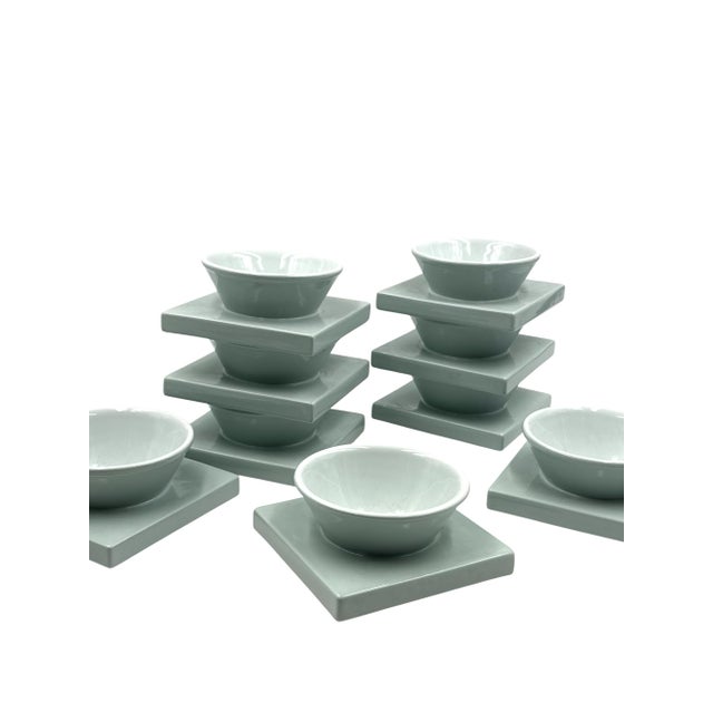 1970s Set of 9 Ceramic Light Blue Ceramic Bowls For Sale - Image 12 of 18