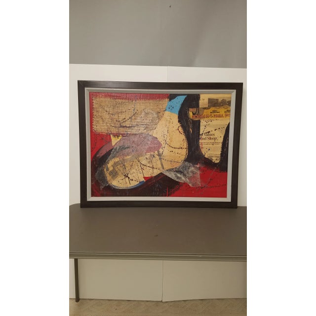 Mid 20th Century Mixed-Media Collage, Framed For Sale In Philadelphia - Image 6 of 6