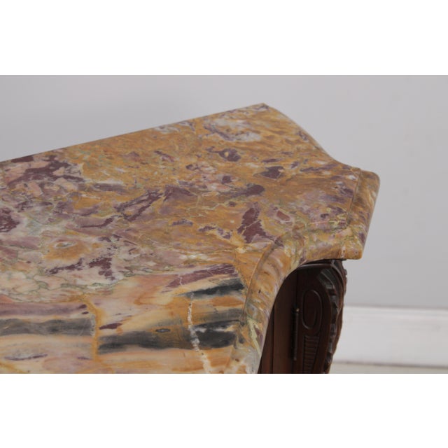 Vintage Louis XV Style Carved Inlaid Commode Server W. Marble Top For Sale - Image 10 of 18
