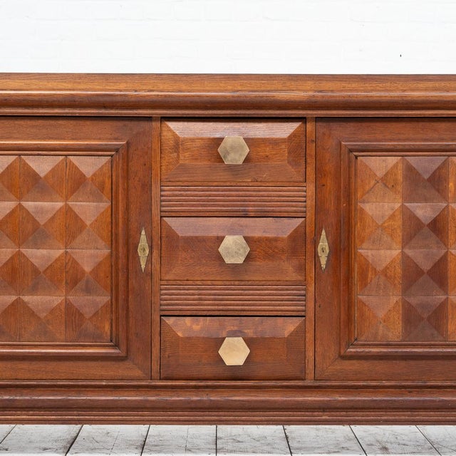 Vintage French Brutalist Oak Sideboard, 1940 For Sale - Image 10 of 12