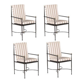 Summer Classics Roma Dining Chairs in Taupe Stripe - Set of 4 For Sale