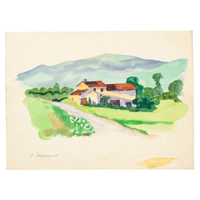 Countryside is an original artwork, realized by Pierre Segogne in the 1950s. Hand-signed on the lower left margin: P....