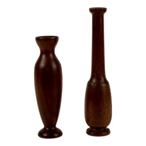 Pair of 1980s Stan W. Bednarz Vintage Wood Turning Miniature Vases
