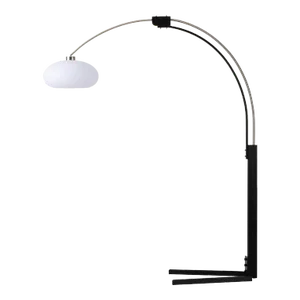 Nova of California Morelli 84" Arc Lamp, Satin Nickel & Black