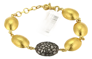 Gurhan 24k Gold & Sterling Pastiche Pod Shape Diamond Bead Bracelet