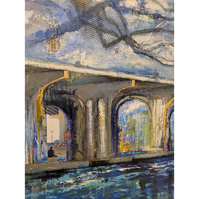 Fuller Warren Bridge, Abstract Expressionist, Mixed Media on Canvas, Marsha Glazière For Sale In Jacksonville, FL - Image 6 of 10