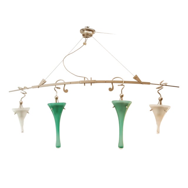 Suspension Light with Murano Drop Glass For Sale