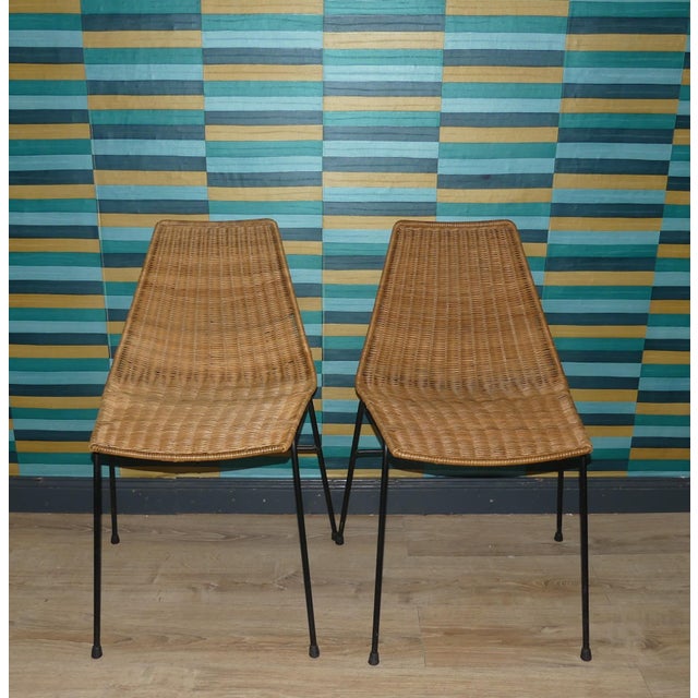Mid-Century Modern Basket Chairs in Rattan and Metal from Gian Franco Legler, 1950s, Set of 2 For Sale - Image 3 of 15