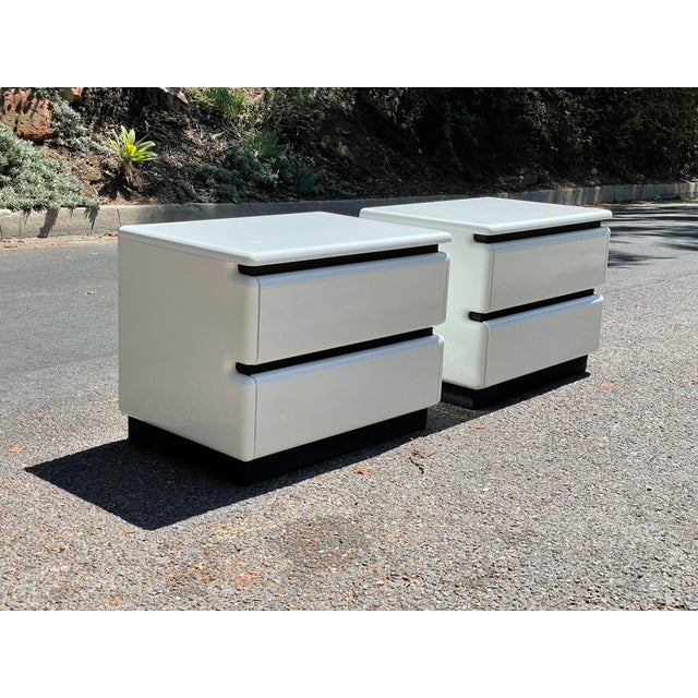 1980s Post Modern White Lacquered Rougier Nightstands - a Pair For Sale - Image 12 of 12