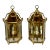 Pair of Heavy Pagoda, Bronze & Beveled Glass Three Lights Wall Lanterns For Sale