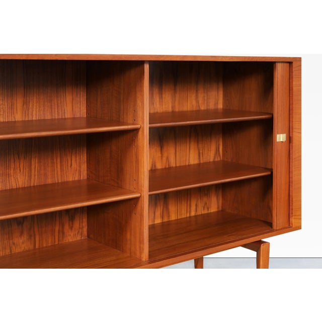 Scandinavian Modern Teak Tambour Door Credenza by h.w. Klein for Bramin For Sale In Los Angeles - Image 6 of 12