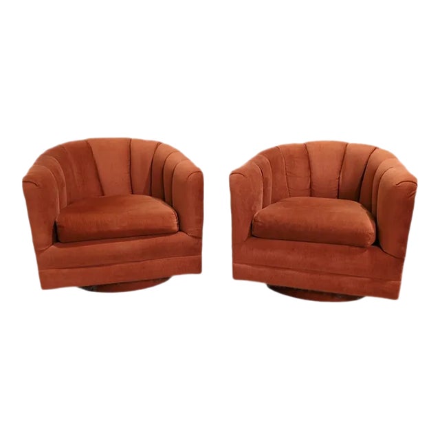 1970s Mid Century Modern Classic Swivel Chairs, Pair For Sale