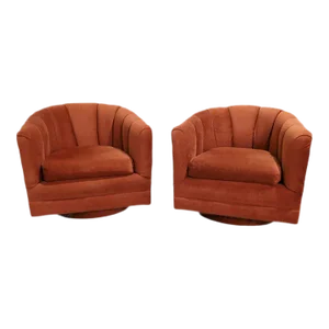 1970s Mid Century Modern Classic Swivel Chairs, Pair
