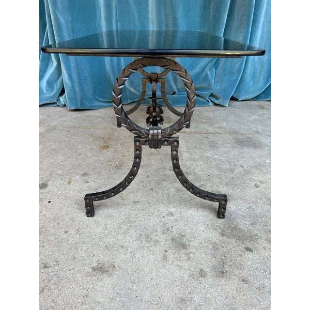Spanish Wrought Iron Coffee Table With Grey Glass Top For Sale - Image 9 of 13