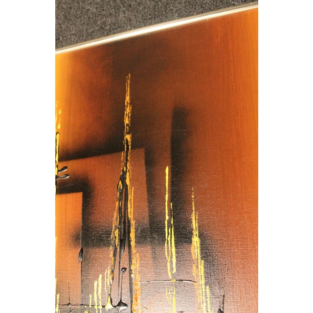 Mid-Century Large Abstract Oil on Canvas by Leson For Sale - Image 4 of 13