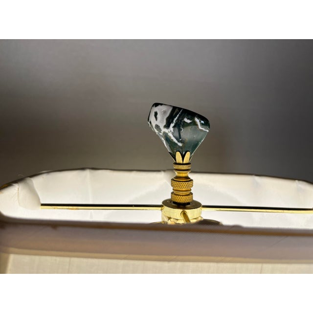 Pair of Green Zebra Jasper Lamp Finials For Sale In Raleigh - Image 6 of 9