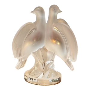 Mid 20th Century Lalique Ariane Glass Doves Table Lamp