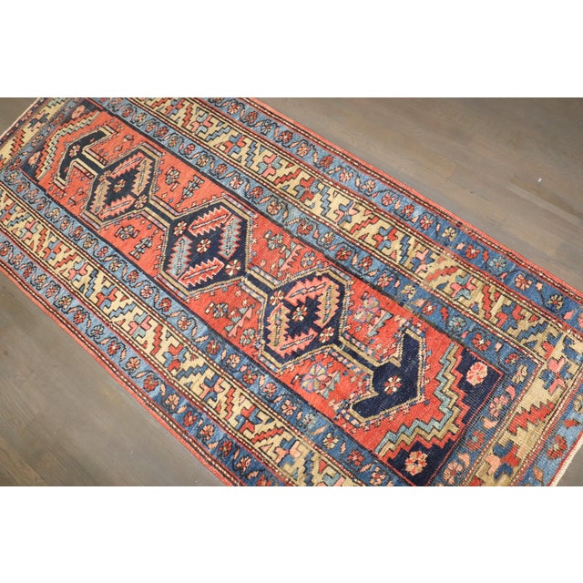 1920s geometric Antique Small Persian Heriz Runner Details rug no. j4530 size 2'11" x 6'4''