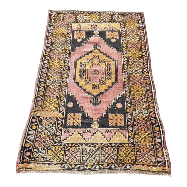 Distressed Vintage Floral Turkish Rug - 2′11″ × 4′11″ For Sale