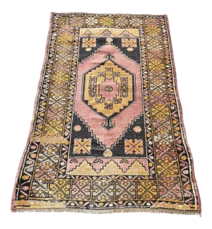 Distressed Vintage Floral Turkish Rug - 2′11″ × 4′11″
