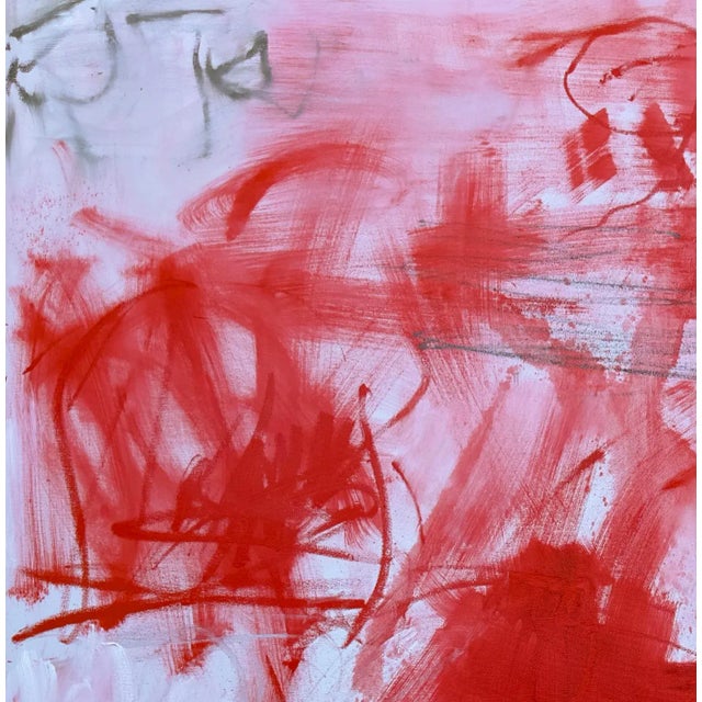Trixie Pitts "Seeing Red" by Trixie Pitts Large Abstract Expressionist Oil Painting For Sale - Image 4 of 12