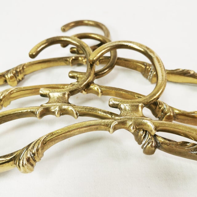Gold Art Deco Brass Coat Hanger Set, 1960s, Set of 4 For Sale - Image 8 of 9
