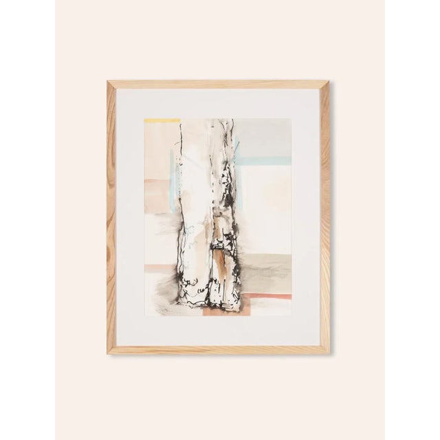 Abstract watercolor with geometric and naturalistic elements. Watercolor on paper. Ready to hang framed in handmade frame...