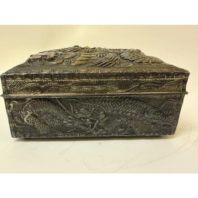 Japanese Antique Japanese High-Relief Dragon Metal Trinket Box, Circa 1920 For Sale - Image 3 of 18
