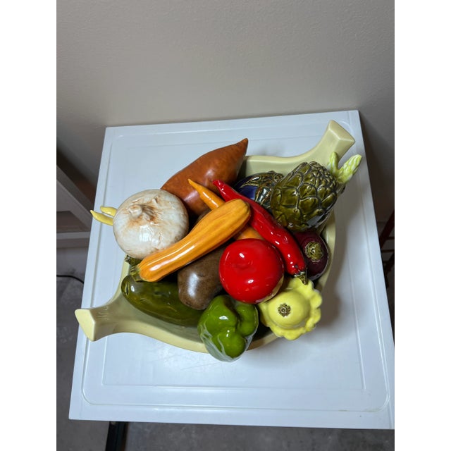 1970s Mid Century Ceramic Collection of Vegetables in Bowl, Signed For Sale - Image 9 of 10