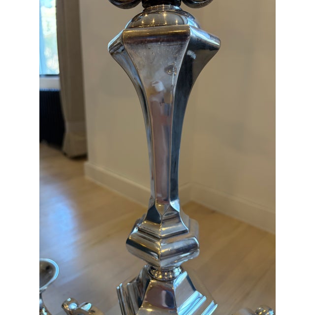 Early 20th Century Six-Arm Sterling Silver Chandelier For Sale In New York - Image 6 of 7