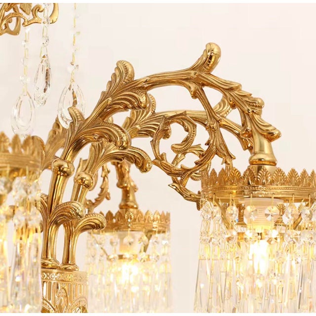 Maison Velour Victoria Palace Crystal Chandelier – Antique Brass Luxury Fixture For Sale - Image 4 of 6