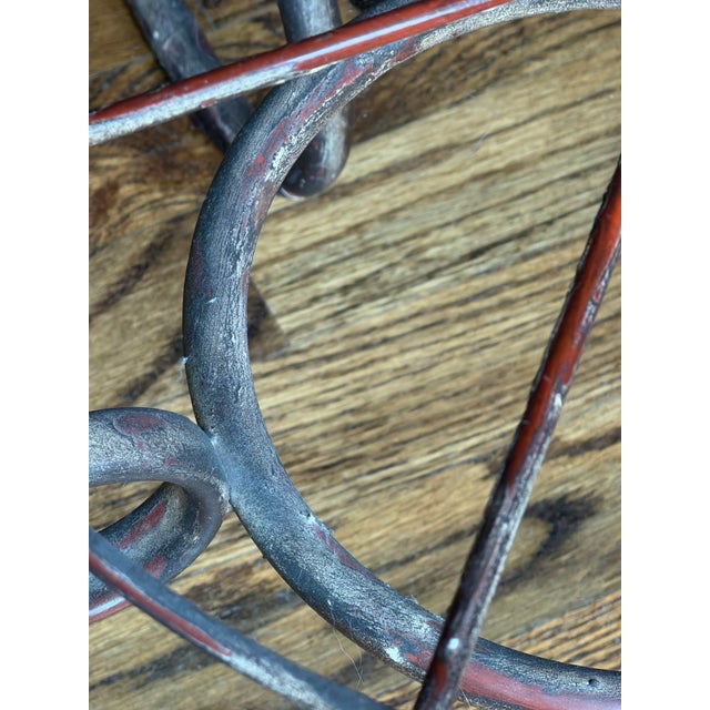 Mid-Century Maison Jansen Style Wrought Iron & Brass Round Glass Cocktail Table, C. 1960s For Sale - Image 10 of 12