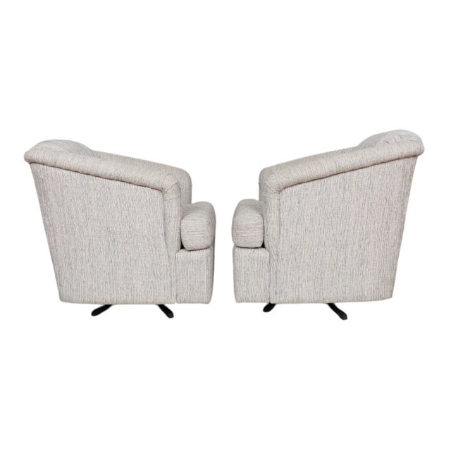Contemporary Contemporary Gray Swivel Club Chairs - a Pair For Sale - Image 3 of 8