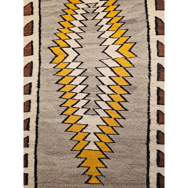 Vintage Native American Navajo Rug, Eye Dazzler Pattern, Wool & Cotton, Tribal Wall Art, 3x5 For Sale - Image 4 of 11