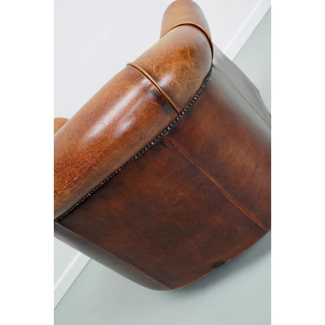 Vintage Dutch Cognac Leather Club Chair For Sale - Image 14 of 18