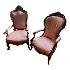 Mid 19th Century Victorian Carved Rosewood Parlor Chair Set