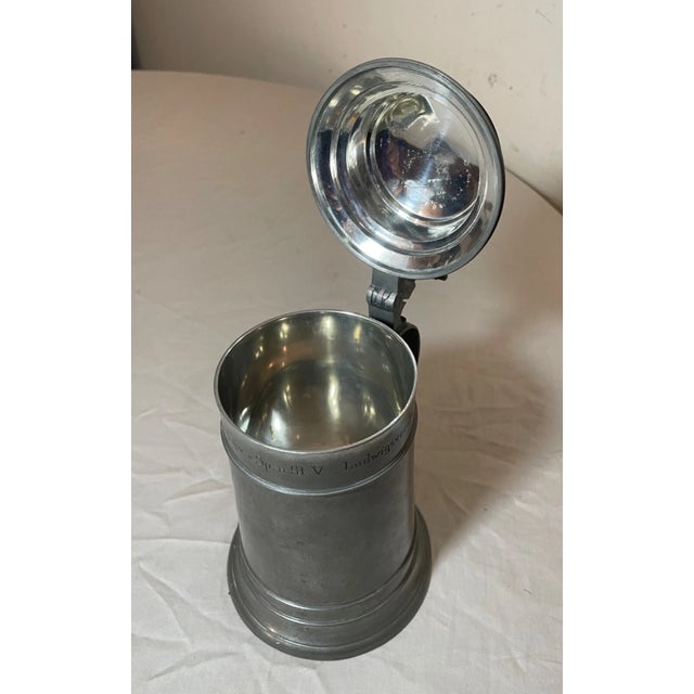 Antique 1926 Handmade Pewter Lidded German Honorary Presentation Beer Stein Mug For Sale - Image 9 of 13