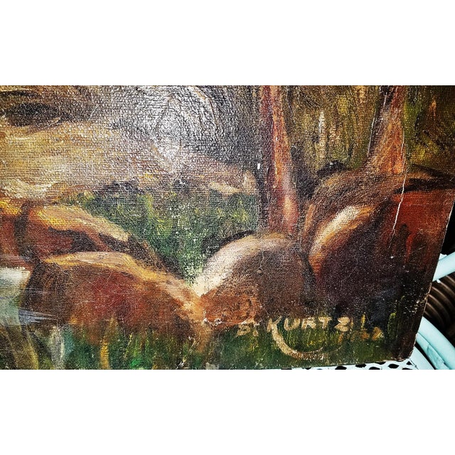1900 - 1909 Antique Winter Scene Oil Painting, S. Kurtz For Sale - Image 5 of 7