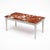 A refined French Louis XVI style coffee table, distinguished by its richly veined Rouge Royal marble top in warm red,...