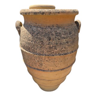 Large Italian Terracotta Storage Jar with Handles, 1950s For Sale