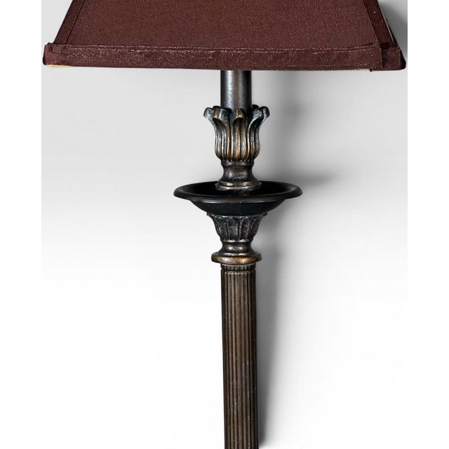 Late 20th Century Contemporary Neoclassical Bronze Finished Fluted Buffet Lamps - A Pair For Sale - Image 10 of 16