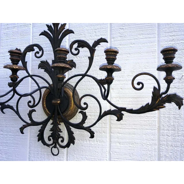 Wood Italianate Tole and Wood Wall Sconce For Sale - Image 7 of 13