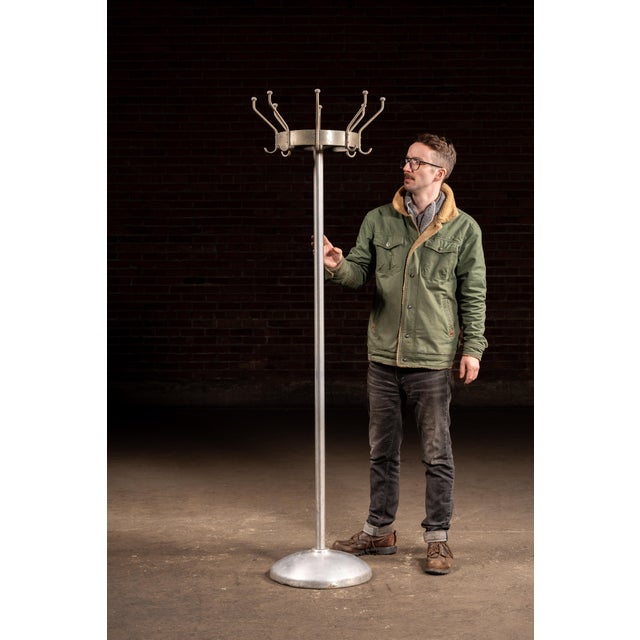 Industrial Mid 20th Century Industrial Aluminum Coat Rack Stand For Sale - Image 3 of 7