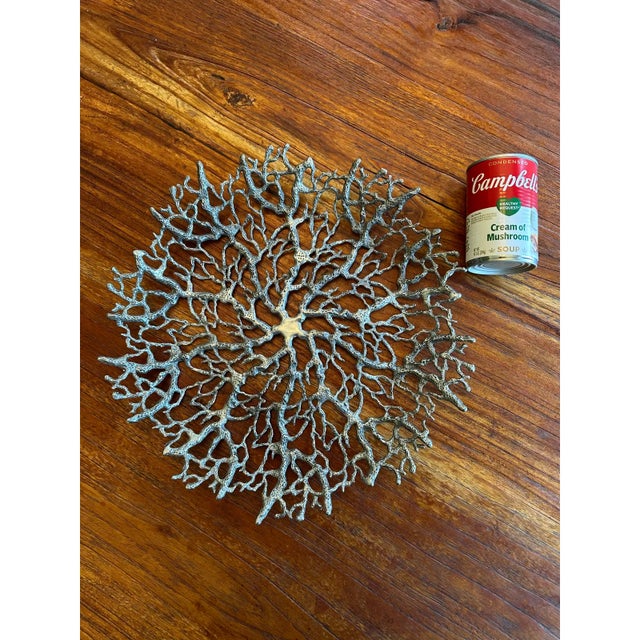 Vintage 15” Faux Coral Metal Shallow Bowl For Sale - Image 10 of 18
